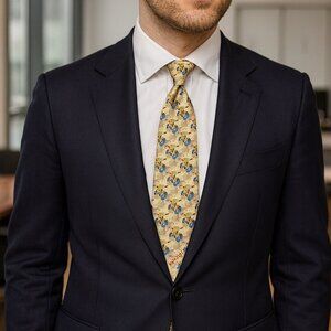 Vintage Ireland Crazy Birds Design Men Ivory/Red & Blue 100% Silk Suit‎ Necktie